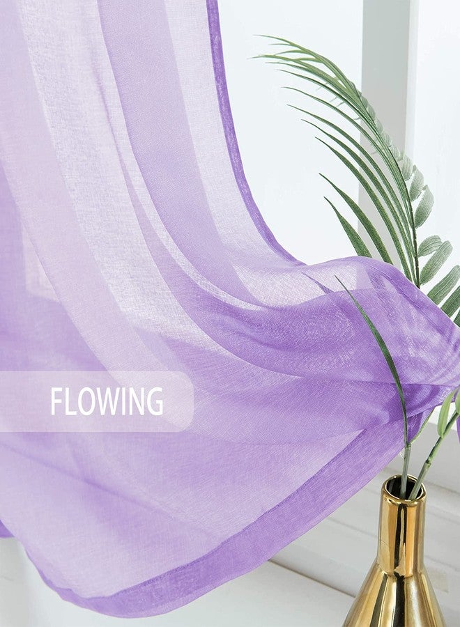 UPOPO Lilac Sheer Tier Curtains 24 inches Long Kitchen Tiers Cafe Bathroom Girls Nursery Room Short Voile Mini Small Curtain Panels Door Window Curtain Cabinet Cover 2 Panels Rod Pocket - Image 4